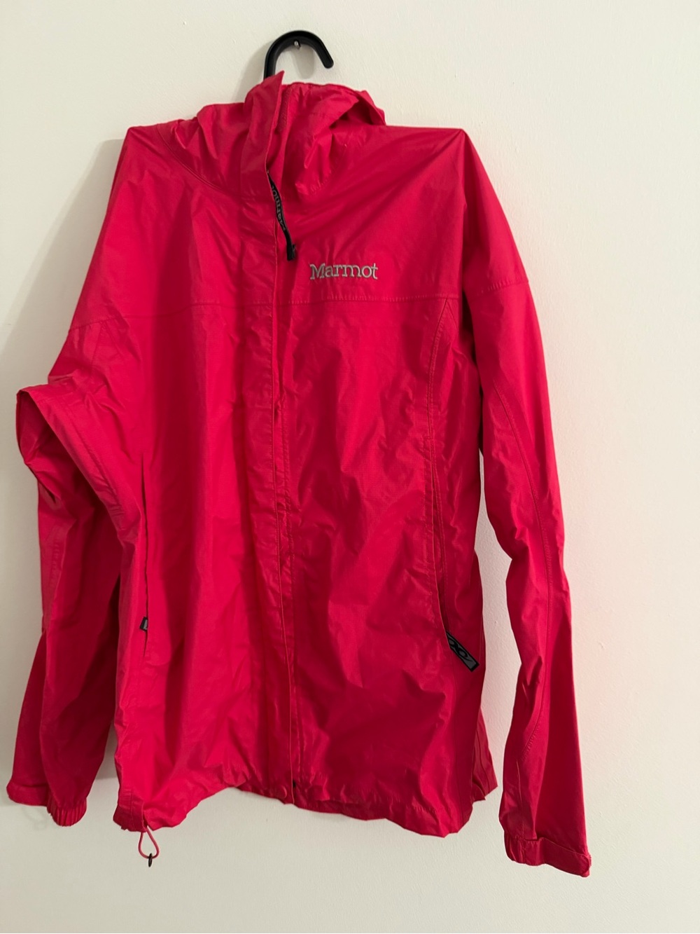 Marmot Womens Precip Eco Jacket Red Hooded Rain Shell Small Pink
